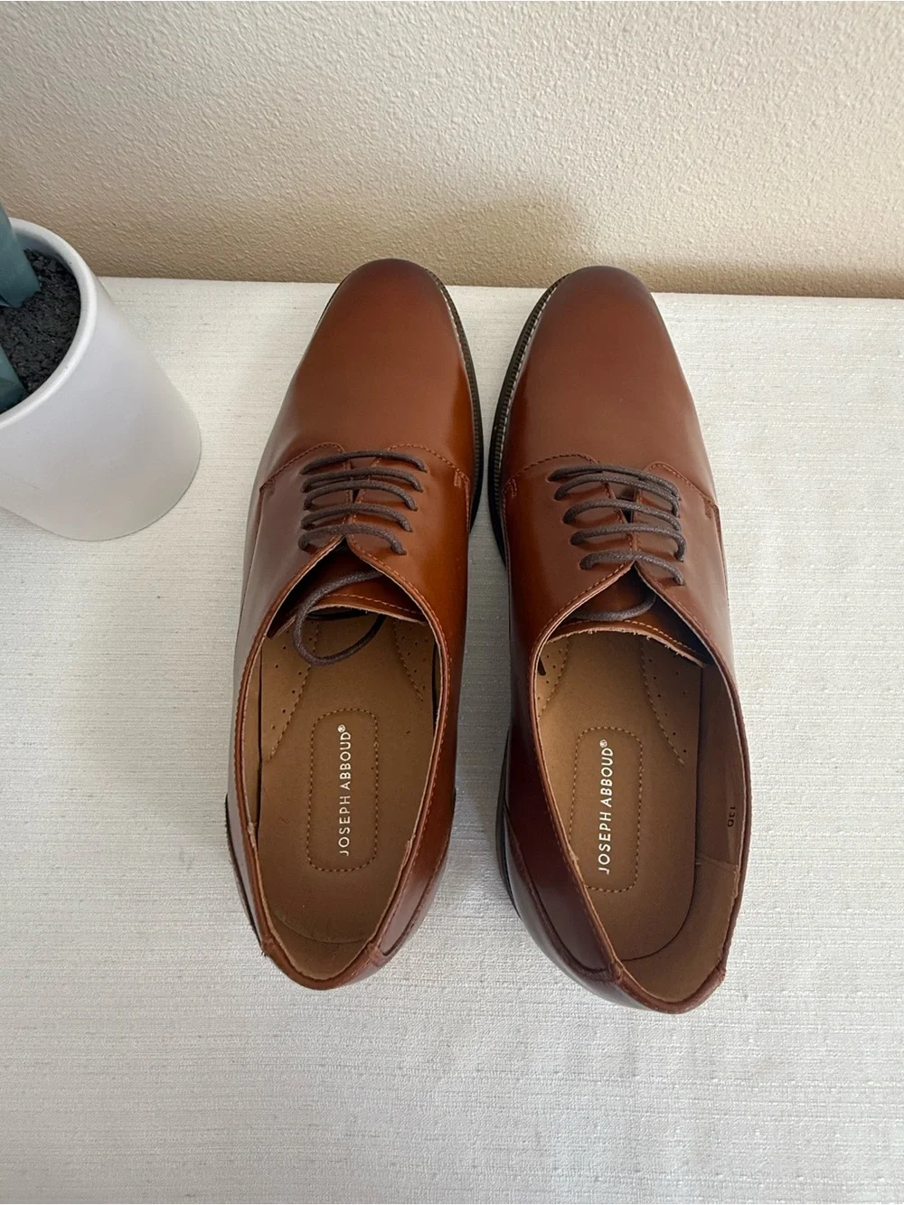 New Joseph Abboud Men's Classic Brown Leather Derby Shoes